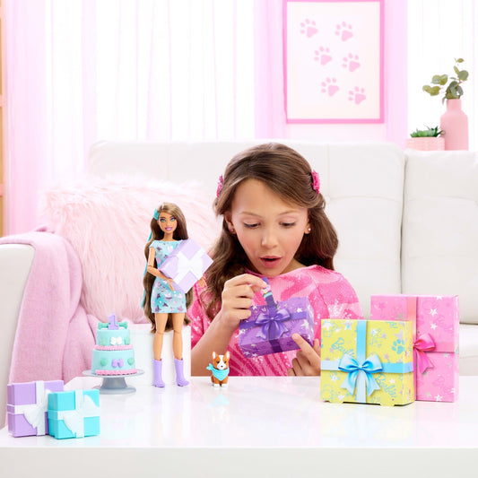 Barbie Party Unboxed Boneca Festa de Animais Vestido Rosa