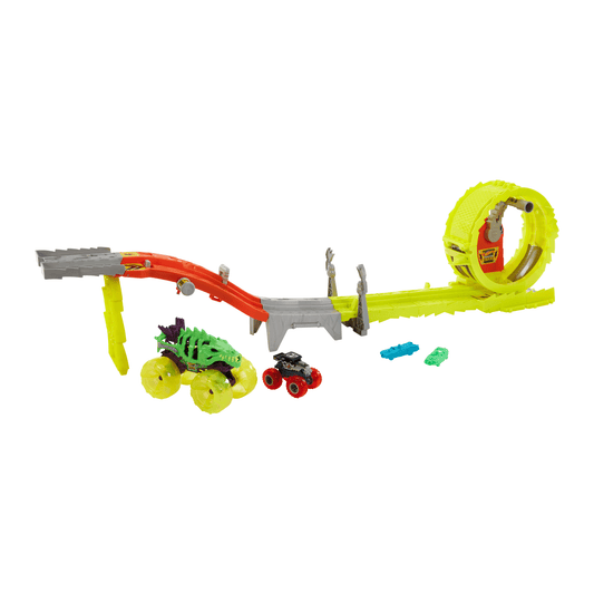 Hot Wheels Monster Trucks Pista de Juguete Arena Energía de Demolición ¡Recarga de energía y destruye!